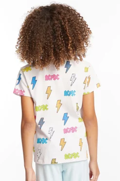 Chaser Brand AC/DC All Over Logos Girls Tee Flash Sale