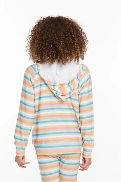 Chaser Brand Alana Sunset Stripe Girls Zip Up Hoodie Best Sale