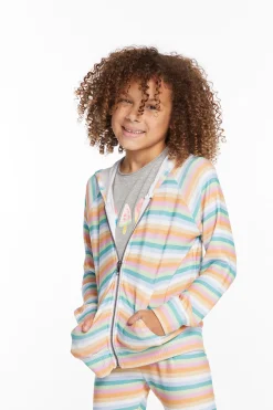 Chaser Brand Alana Sunset Stripe Girls Zip Up Hoodie Best Sale
