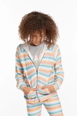 Chaser Brand Alana Sunset Stripe Girls Zip Up Hoodie Best Sale