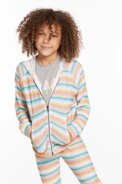 Chaser Brand Alana Sunset Stripe Girls Zip Up Hoodie Best Sale