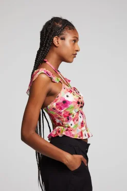Chaser Brand Alessia Poppy Floral Blouse Hot