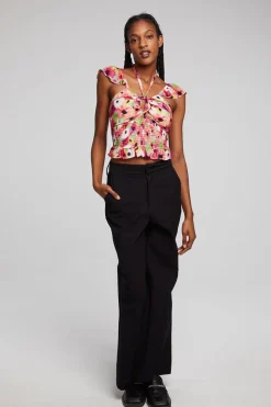 Chaser Brand Alessia Poppy Floral Blouse Hot