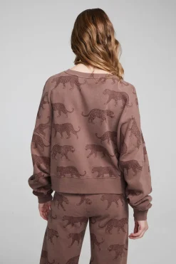 Chaser Brand Allover Leopards Fleece Pullover Cheap