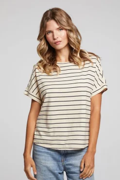 Chaser Brand Amber Black And Sand Stripe Tee Best