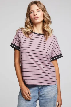 Chaser Brand Amber Stripe Mix Tee New