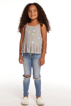 Chaser Brand Amelia Waffle Knit Embroidery Flowers Tank Top Cheap
