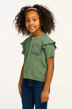 Chaser Brand Anise Dark Forest Ruffle Top Clearance