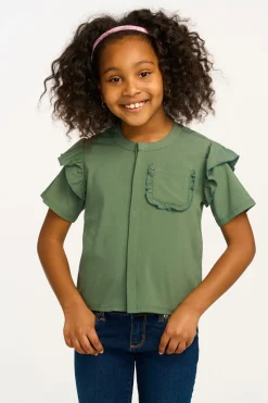 Chaser Brand Anise Dark Forest Ruffle Top Clearance