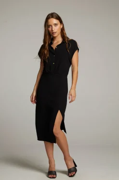 Chaser Brand Atlantic True Black Midi Dress Flash Sale
