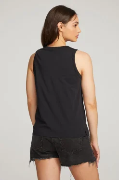Chaser Brand Basic Black Slit Tank Best Sale