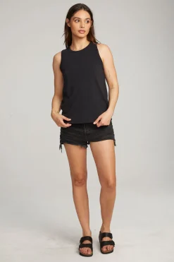 Chaser Brand Basic Black Slit Tank Best Sale