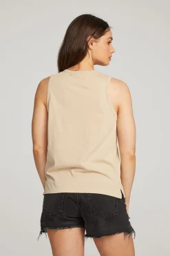 Chaser Brand Basic Cappuccino Slit Tank New