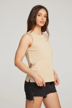 Chaser Brand Basic Cappuccino Slit Tank New