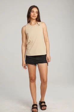 Chaser Brand Basic Cappuccino Slit Tank New