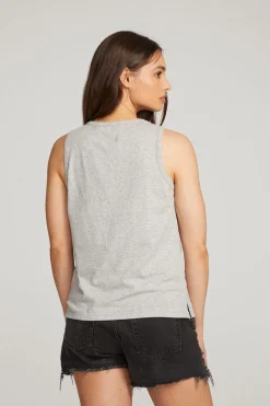 Chaser Brand Basic Heather Grey Slit Tank New