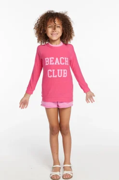 Chaser Brand Beach Club Girls Cozy Knit Raglan Pullover Clearance