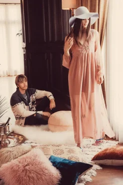 Chaser Brand BEADED STAR L/S V NECK MAXI DRESS Best