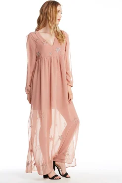 Chaser Brand BEADED STAR L/S V NECK MAXI DRESS Best