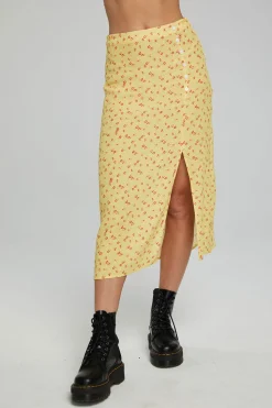 Chaser Brand Belle Midi Skirt - Anise Flower Sale