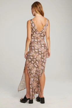 Chaser Brand Belle Python Print Maxi Dress New