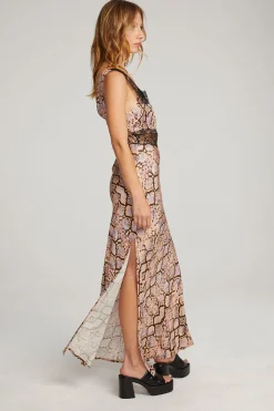 Chaser Brand Belle Python Print Maxi Dress New