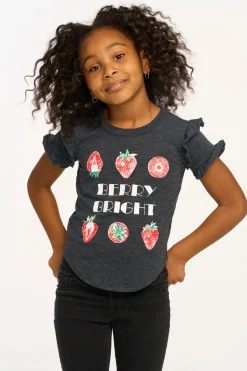 Chaser Brand Berry Bright Ruffle Sleeve Tee Cheap