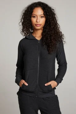 Chaser Brand Black Long Sleeve Raglan Zip Up Hoodie Online