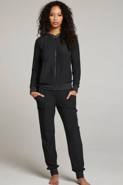 Chaser Brand Black Long Sleeve Raglan Zip Up Hoodie Online