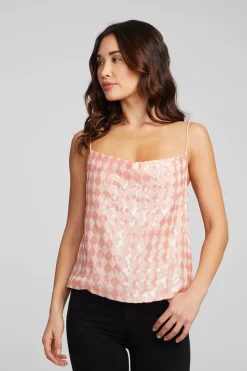 Chaser Brand Bleeker Tank Top Embellished Check Discount