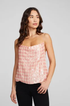 Chaser Brand Bleeker Tank Top Embellished Check Discount