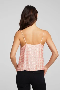 Chaser Brand Bleeker Tank Top Embellished Check Discount