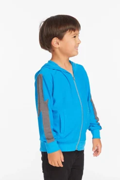Chaser Brand Bolt Blue Danube Long Sleeve Zip Up Hoodie Store