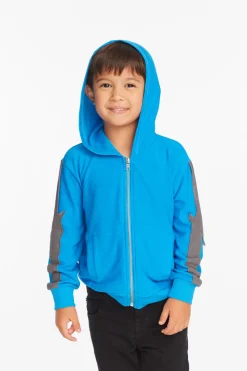 Chaser Brand Bolt Blue Danube Long Sleeve Zip Up Hoodie Store