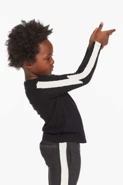 Chaser Brand Bolt Crew Neck Licorice Long Sleeve Tee Flash Sale
