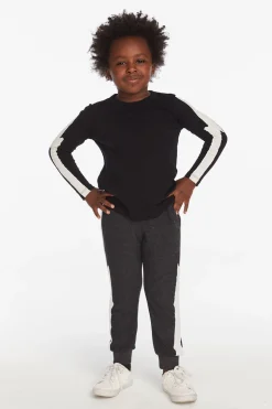 Chaser Brand Bolt Crew Neck Licorice Long Sleeve Tee Flash Sale