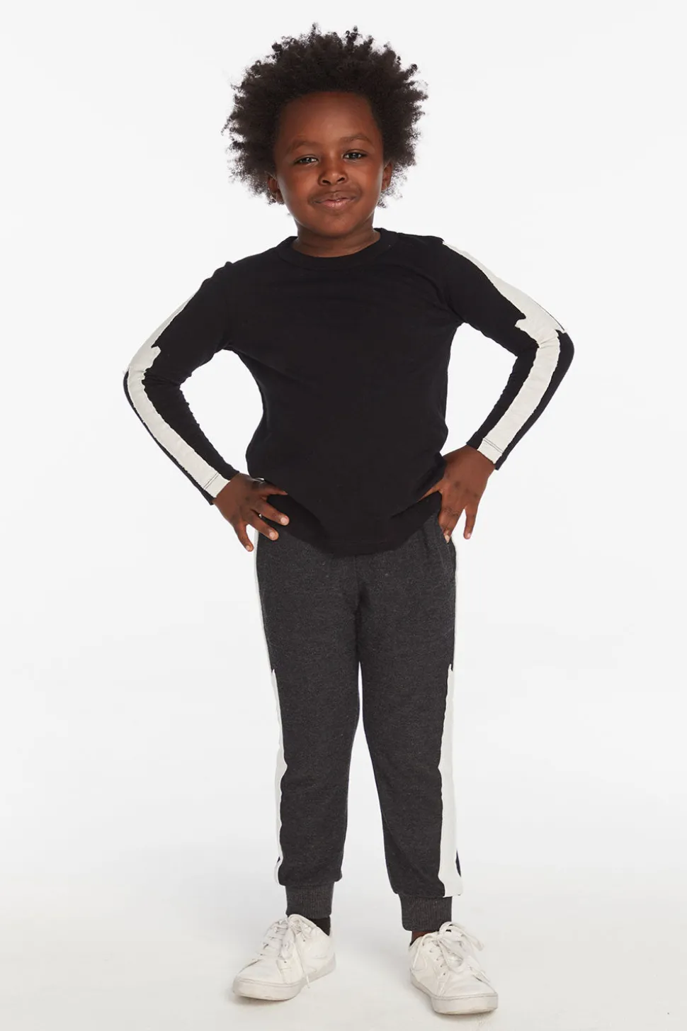 Chaser Brand Bolt Crew Neck Licorice Long Sleeve Tee Flash Sale
