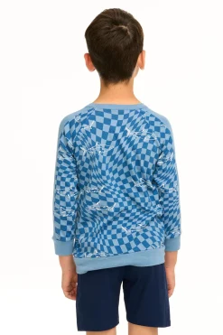 Chaser Brand Boy's Checkered Shark Raglan Pullover Online