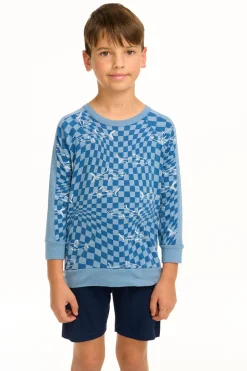 Chaser Brand Boy's Checkered Shark Raglan Pullover Online