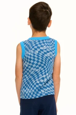 Chaser Brand Boy's Checkered Shark Recycled Vintage Jersey Tank Fashion