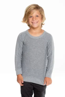Chaser Brand Boys Cozy Knit Long Sleeve Rib Panel Raglan Pullover Sale