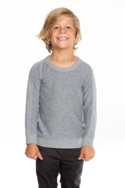 Chaser Brand Boys Cozy Knit Long Sleeve Rib Panel Raglan Pullover Sale