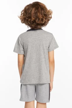 Chaser Brand Boys Heather Grey Short Sleeve Henley Online