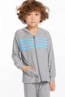 Chaser Brand Boys Heather Grey Zip Up Hoodie With Strapping Sale