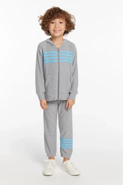 Chaser Brand Boys Heather Grey Zip Up Hoodie With Strapping Sale