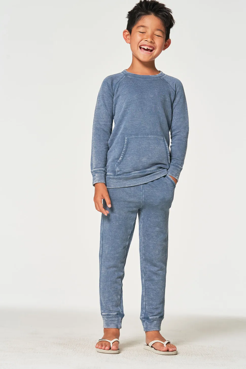 Chaser Brand Boys Linen French Terry Long Sleeve Kanga Pocket Pullover Discount