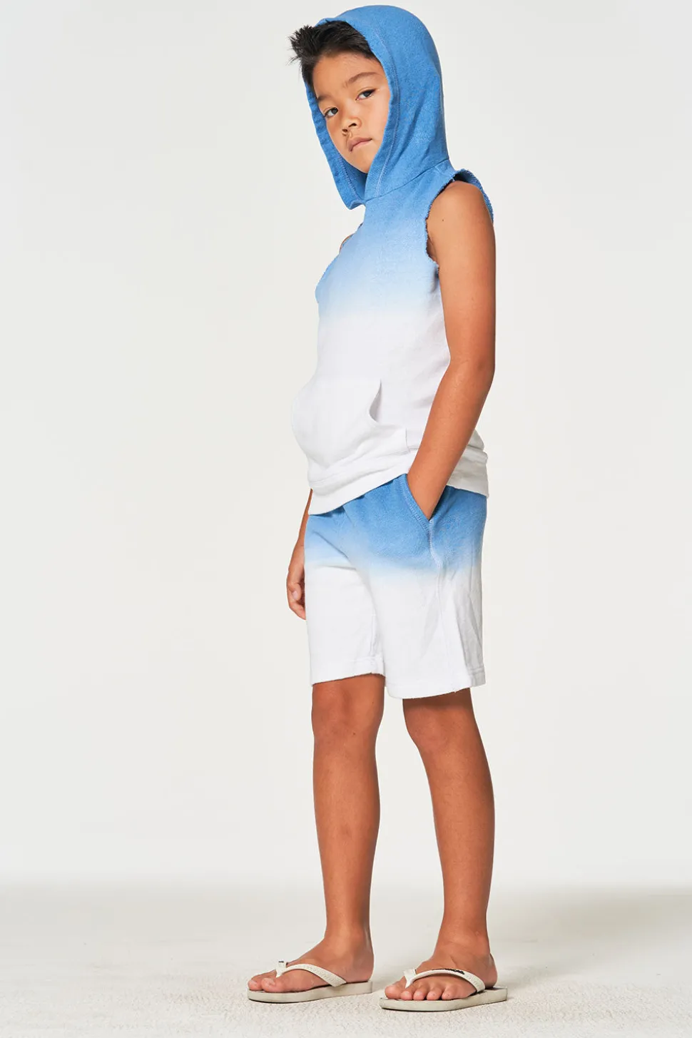 Chaser Brand Boys Linen French Terry Sleeveless Muscle Pullover Hoodie New
