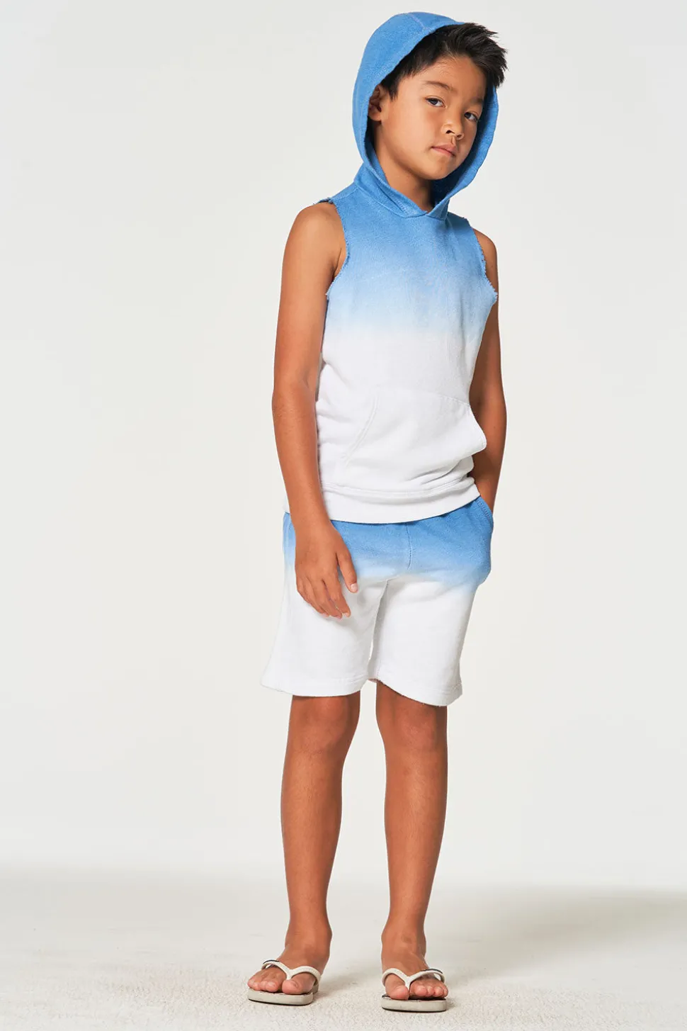 Chaser Brand Boys Linen French Terry Sleeveless Muscle Pullover Hoodie New