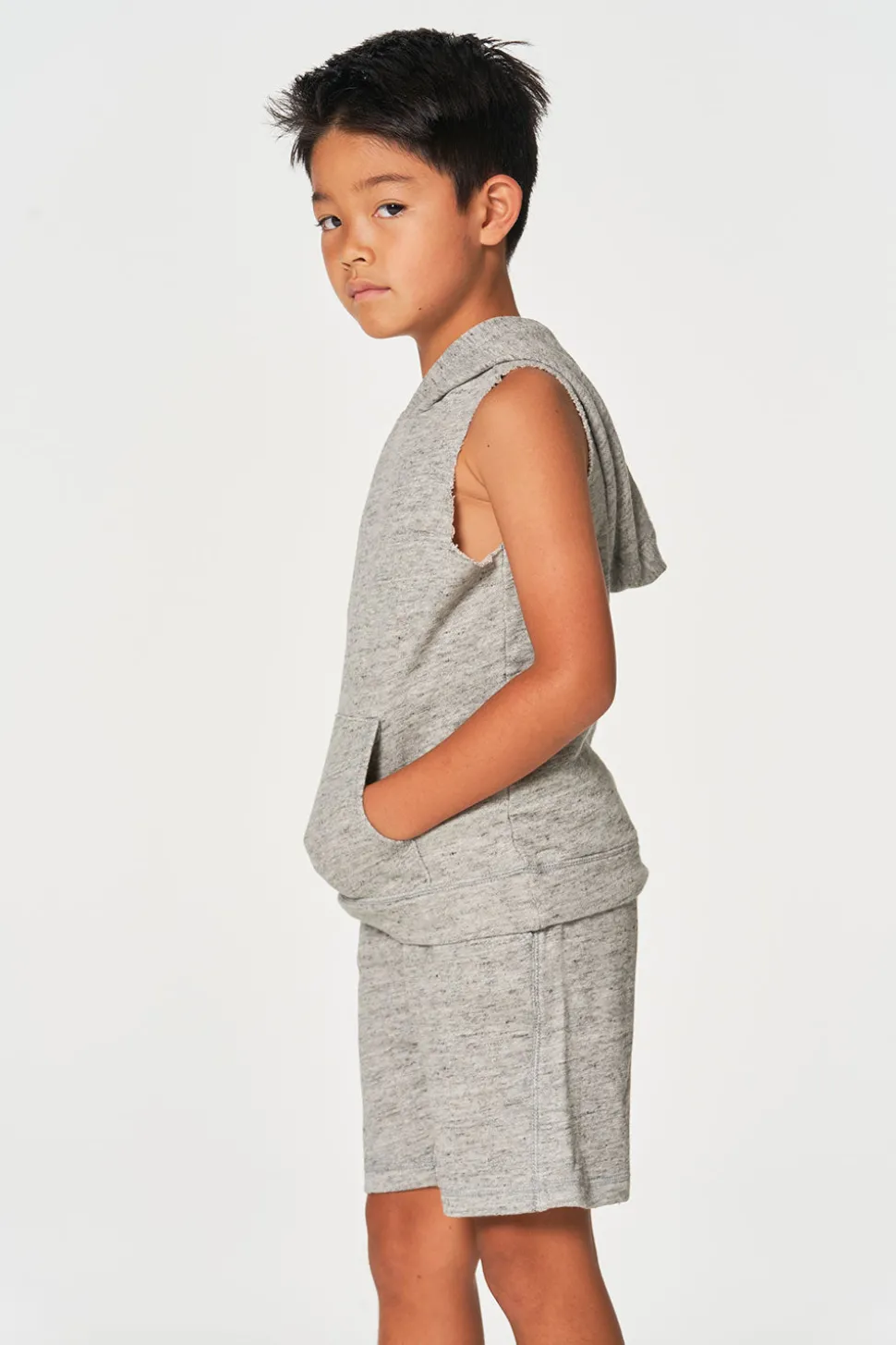 Chaser Brand Boys Linen French Terry Sleeveless Muscle Pullover Hoodie Flash Sale