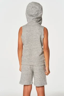 Chaser Brand Boys Linen French Terry Sleeveless Muscle Pullover Hoodie Flash Sale